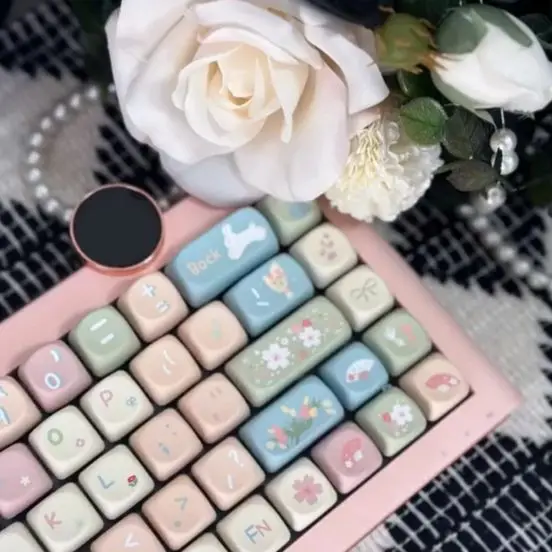 MOA Keycaps Cute Alice Keycaps Cute Keycaps 141 Keys PBT Sublimation Mechanical Keyboard Cap 2.25 U 2.75U
