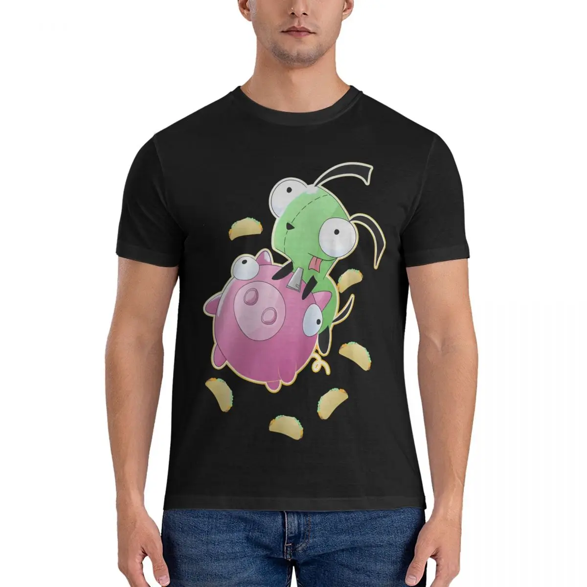 Men Tacos, Explosions, And A Pig T Shirt Invader Zim Gir Pure Cotton Clothing Fashion Short Sleeve Round Collar Tee Shirt