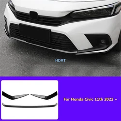 For Honda Civic 11th 2022 + Car Styling Front Face Corner Bumper Molding Racing Grille Trim Strip Cover Sticker Auto Accessories