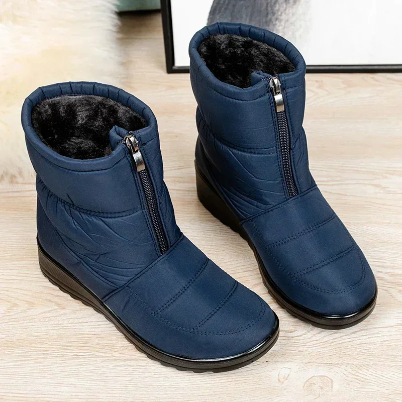 Waterproof Snow Boots for Women Warm Shoes for Women Fur Ankle Boots Non Slip Cotton Padded Shoes Female New Zipper Botas Mujer