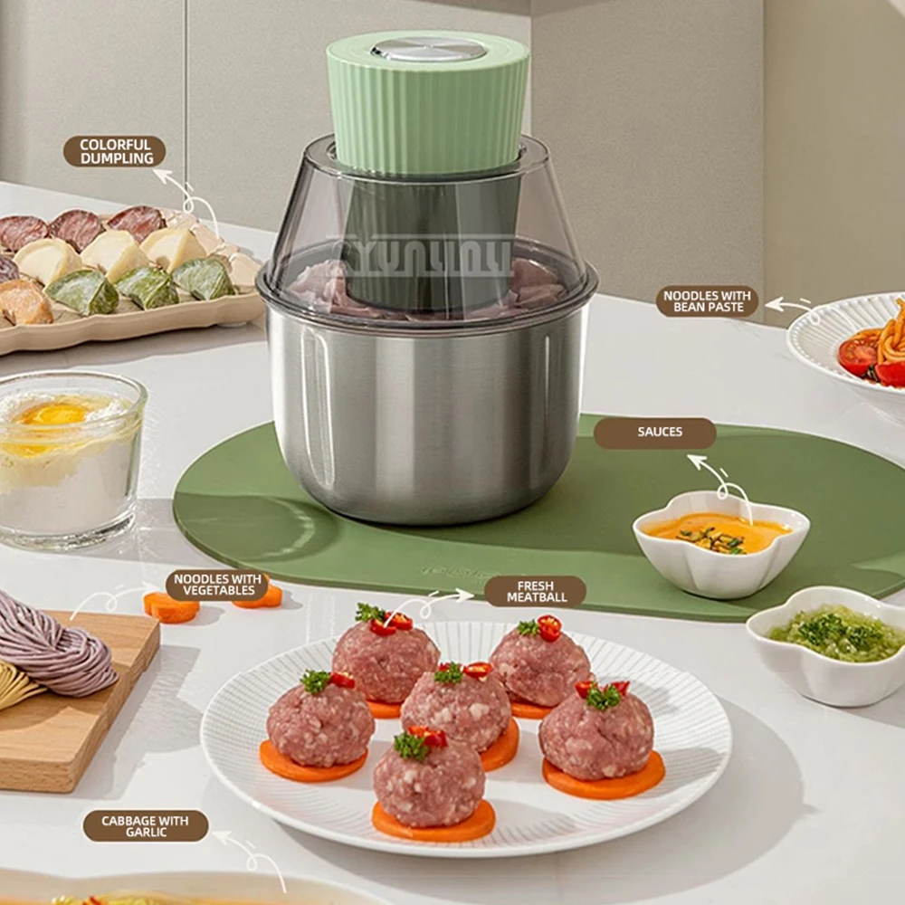 كسارة الخضار متعددة الوظائف المطبخ مفرمة اللحم الكهربائية 304 خلاط أوتوماتيكي من الفولاذ المقاوم للصدأ