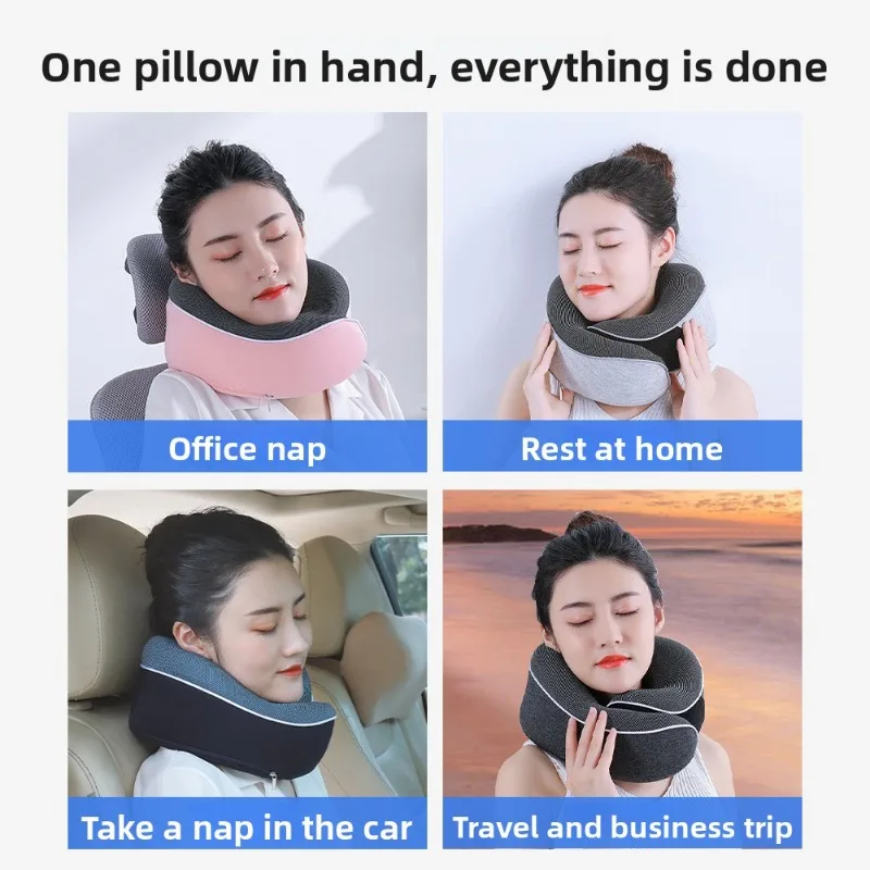 Customizable U Shape Neck Pillow Memory Foam Travel with Storage Bag Slow Rebound Comfort