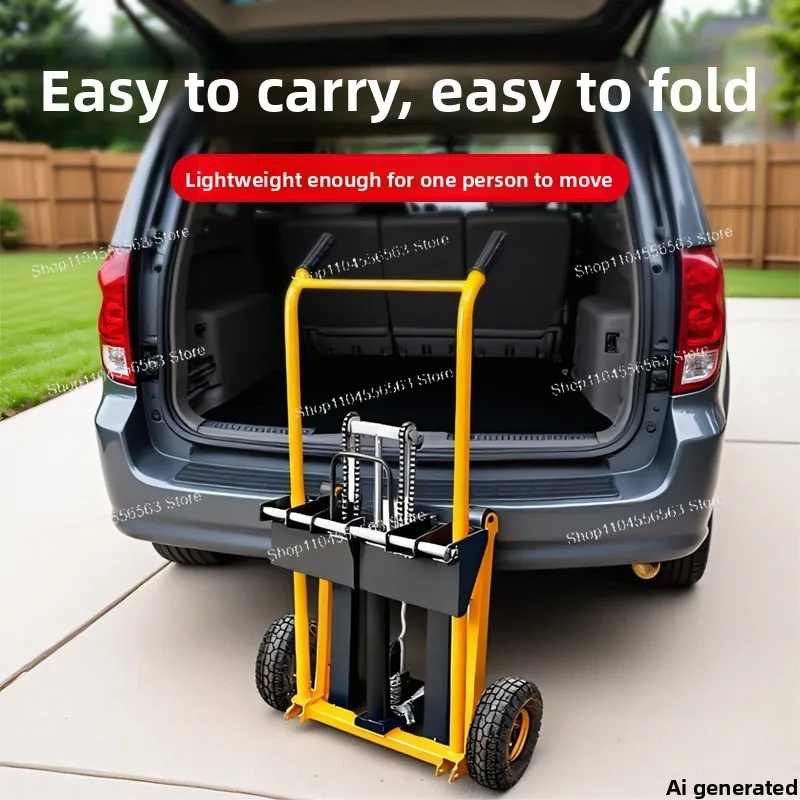 Miniature Truck-mounted Forklift Folding Manual Hydraulic Stack Truck Lightweight Small Lifting Trolley Household Portable