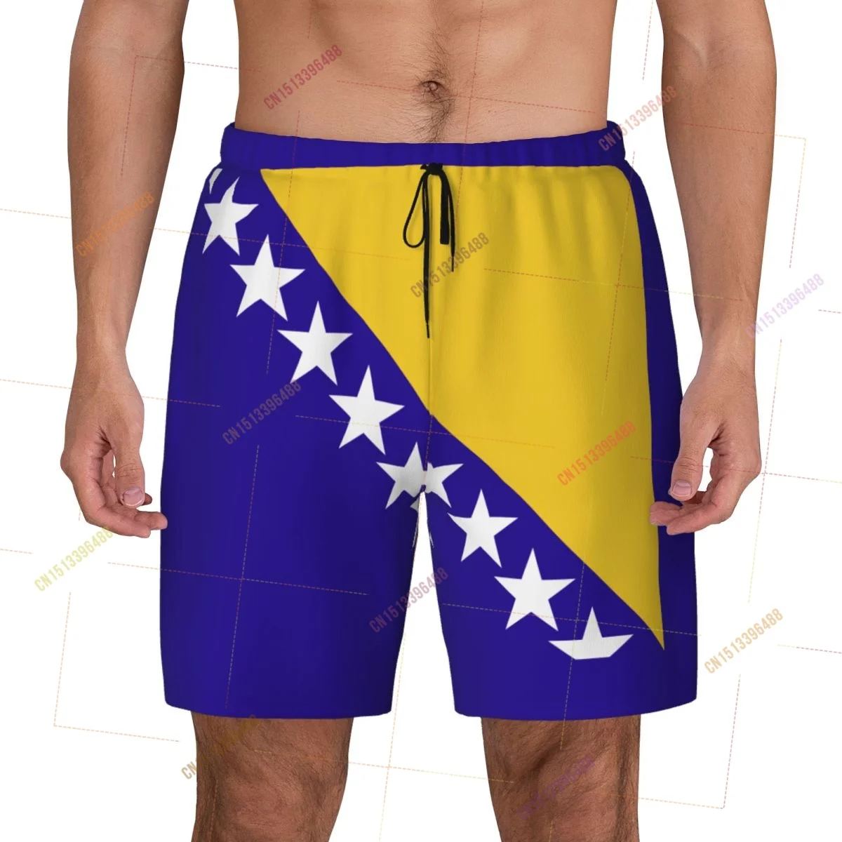 2026 Bosnia And Herzegovina Flag Top Print 3D Mens Swimming Trunks Hawaiian Bathing Beach 2 in 1 Quick-Dry Summer Swim Shorts