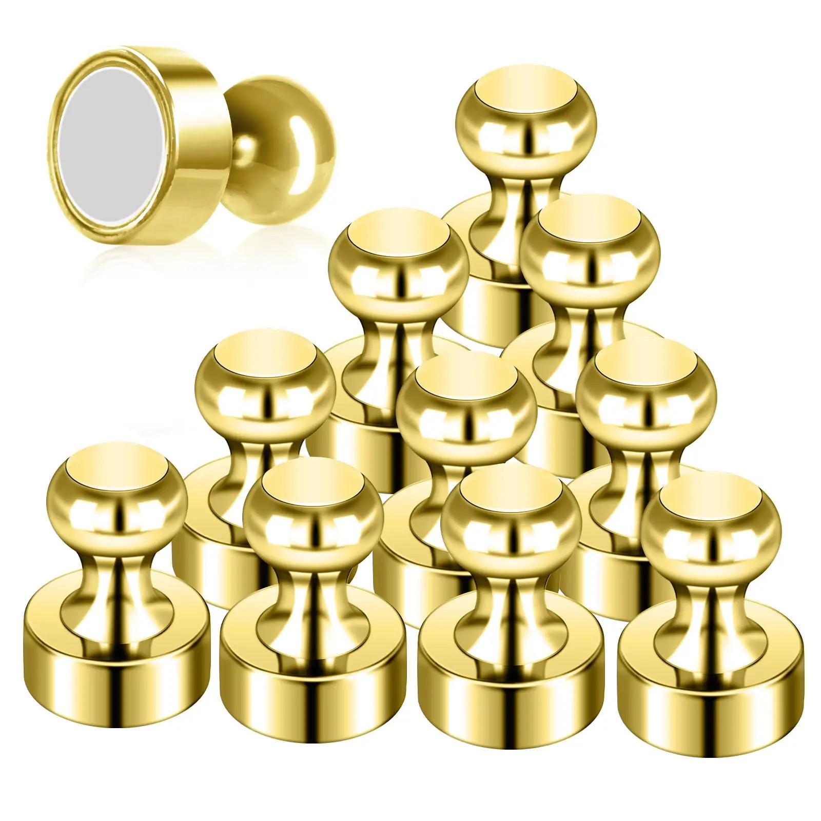 

24Pcs Strong Magnets Fridge Magnets Refrigerator Magnet Small Push Pin Magnets for Whiteboard Classroom Office Fridge Gold Magne