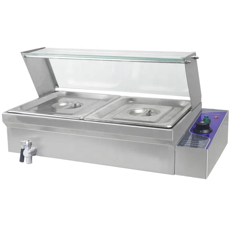 Dampftisch Speisenwärmer Buffet 3 Pfannen Dampfgarer Bain Marie Restaurant-1/2GN X 10 cm