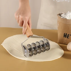 Manual Wooden Handle Noodle Maker Shallot Cutter Stainless Steel Pressing Pasta Machine Pizza Dough Roller Knife Kitchen Gadgets