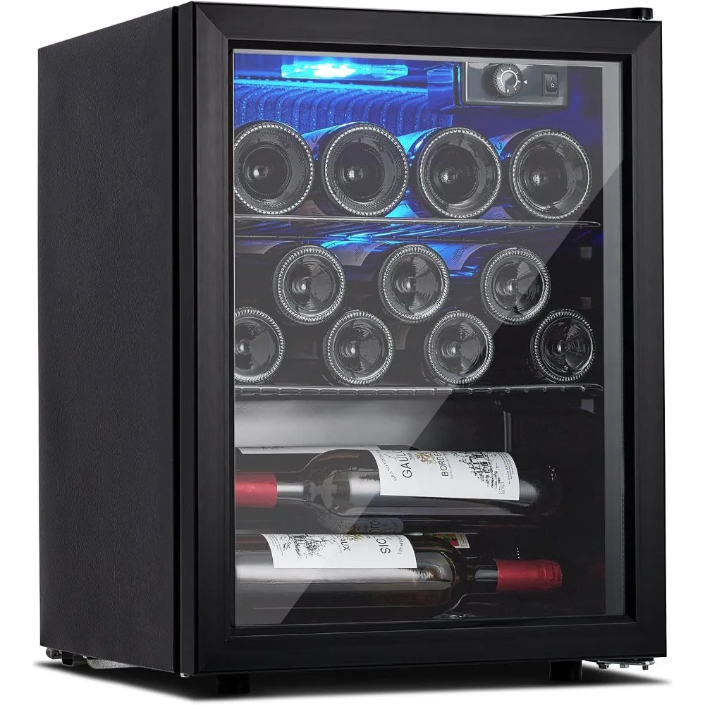 

16 Bottle Wine Fridge, Small Wine Cooler Temperature Adjustment Range 40~61°F, Mini Wine Refrigerator Freestanding for Home