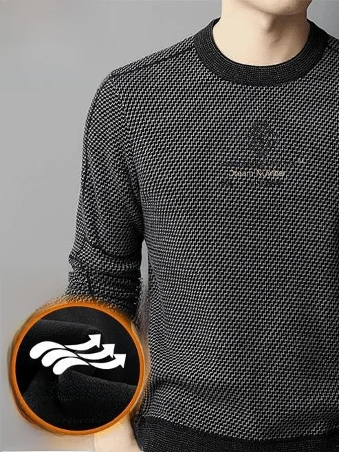 

Pierre Cardin Men's Knitted Sweater Thiened Fce Warm Loose Busin Casual Sle Long Sve round Ne Woolen Pullover