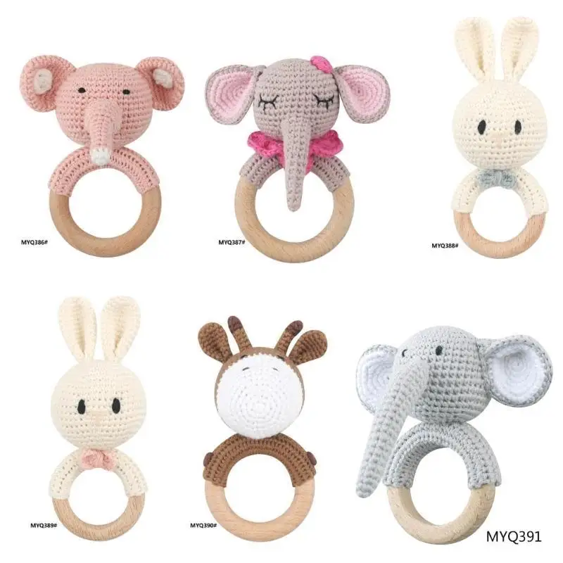 

U13F натуральный вязаный крючко медведь-бэт-игруш