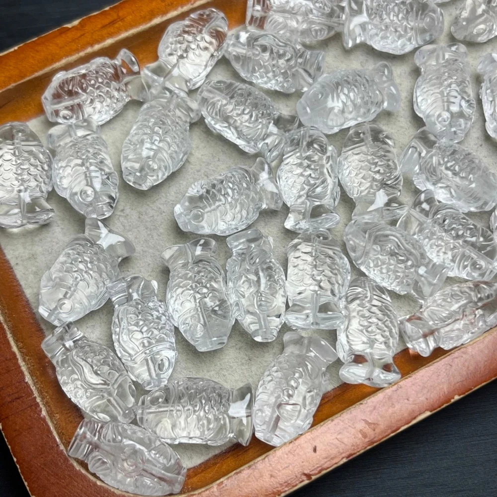 

5PCS Natural Clear Quartz Goldfish Pendant Polished Crystal Reiki Healing Jewelry Gift Cute Rock Decoration 20mm