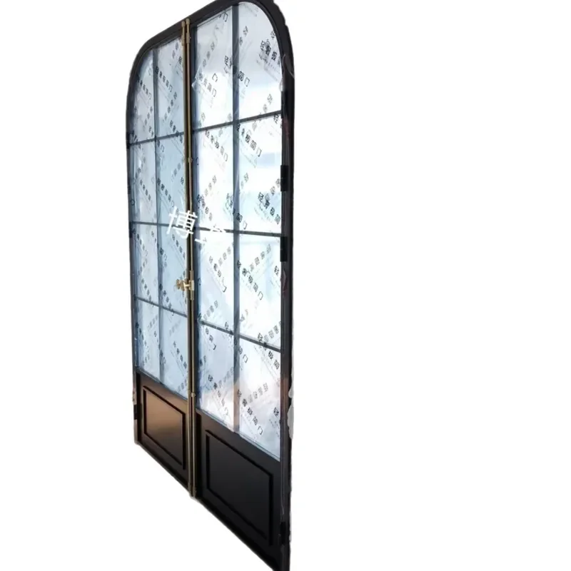 French Retro Aluminum Alloy Arched Double Door Cabinet Ultra White Tempered Glass Storage Furniture for Living Room
