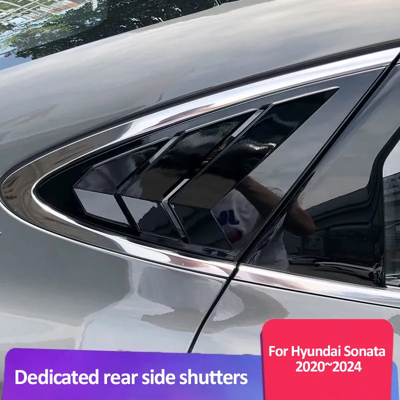 

For Hyundai Sonata 8 DN8 2020 2021 2022 2023 Car Rear Louver Window Cover Trim Sticker Vent Scoop Blind Shades ABS Carbon Fiber