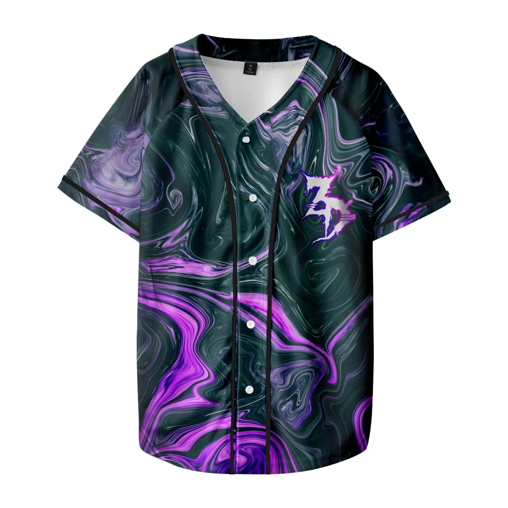 Purple Oil Slick Zeds Dead Baseball Jersey Harajuku Thin button Baseball Uniform Baseball Jersey Fro EDM