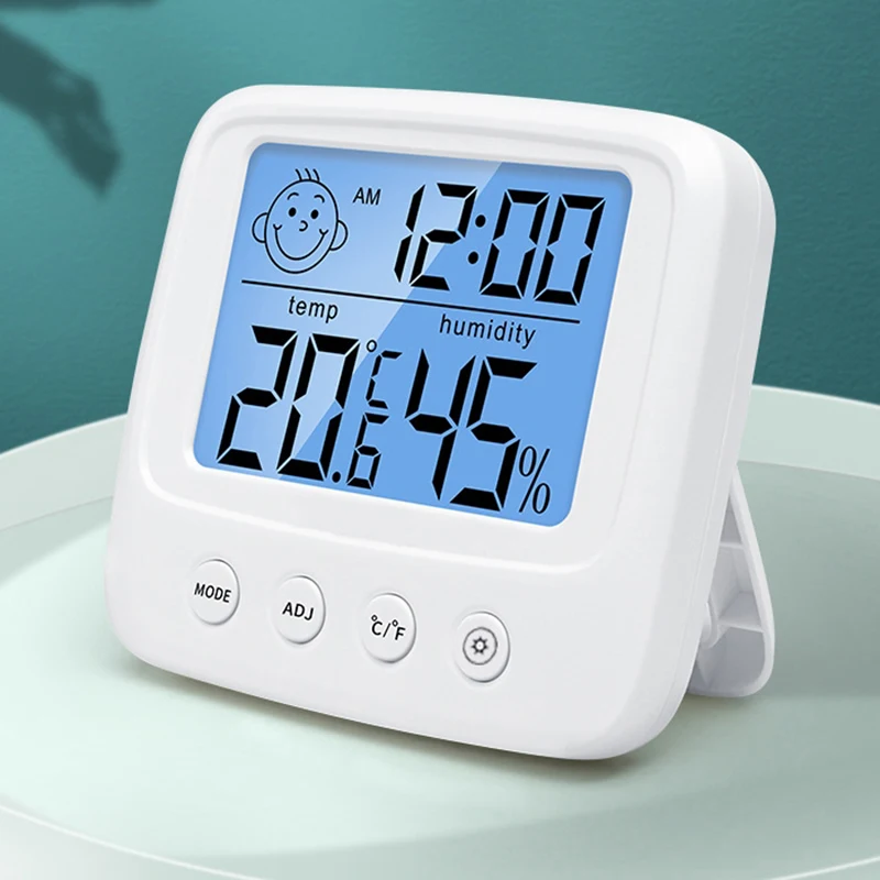 1PC Multifunctional Thermohygrometer Time Date Alarm Bedroom Office Electronic Temperature Hygrometer Practical Home Supplies