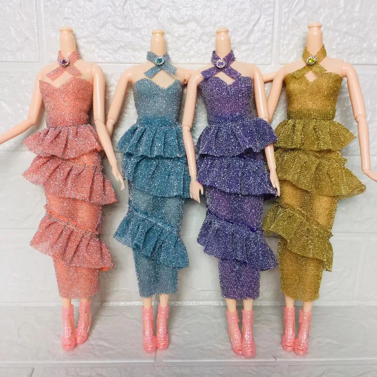 30cm Doll Clothes New Popular Dresses Fashion Sequins Temperament Evening Dress Skirt Doll Accessories Clothes Set For 1/6 Dolls