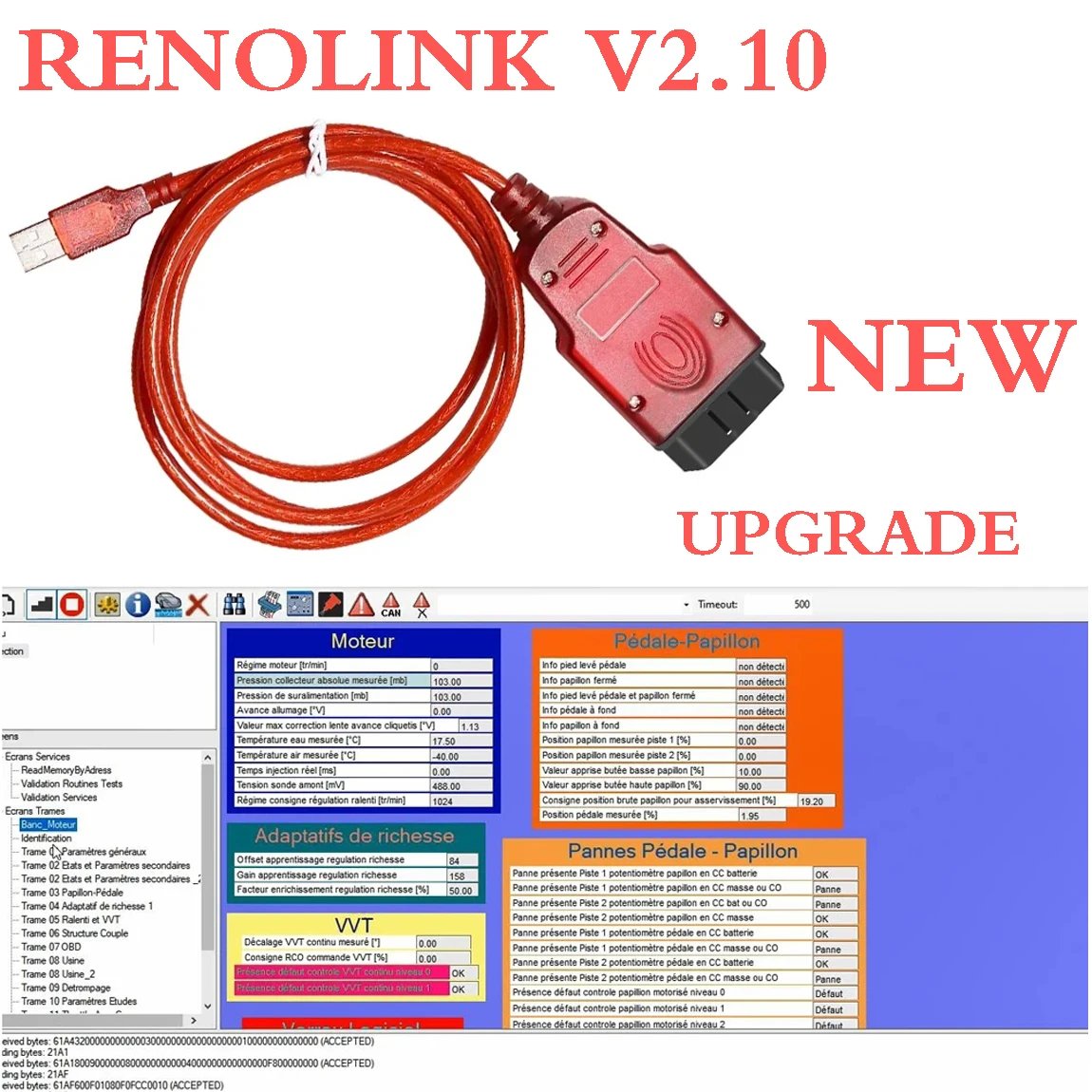 

2024 Renolink V2.10 OBD2 Cable for Renault Car Auto Tool ECU T AIr-ba9 ECM UCH Key Programmer Interface Professional