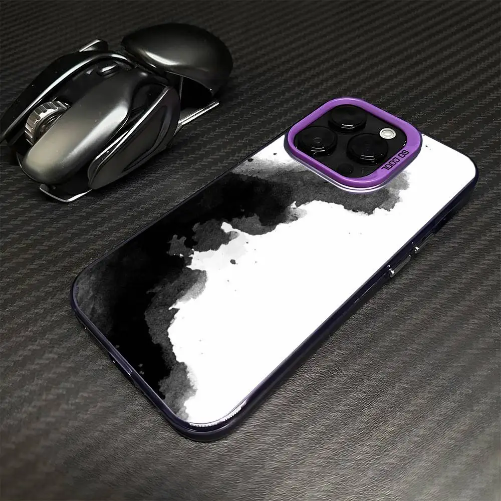 minimal black and white design Phone Case For iPhone17,16,15,14,13,12,11 Plus,Pro Max Purple Matte Shockproof Cover