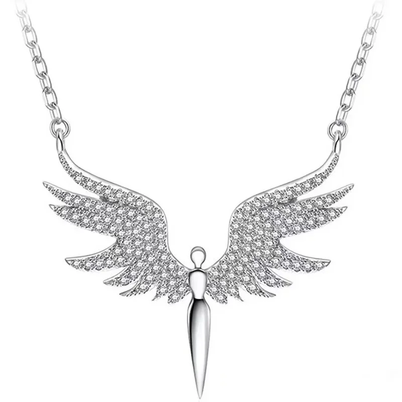 Engelsflügel-Anhänger-Halskette für Herren, Unisex, Hip-Hop, Gothic, Punk, Schlüsselbeinkette, trendiger, klassischer Gold-Silber-Halsschmuck, Geschenk
