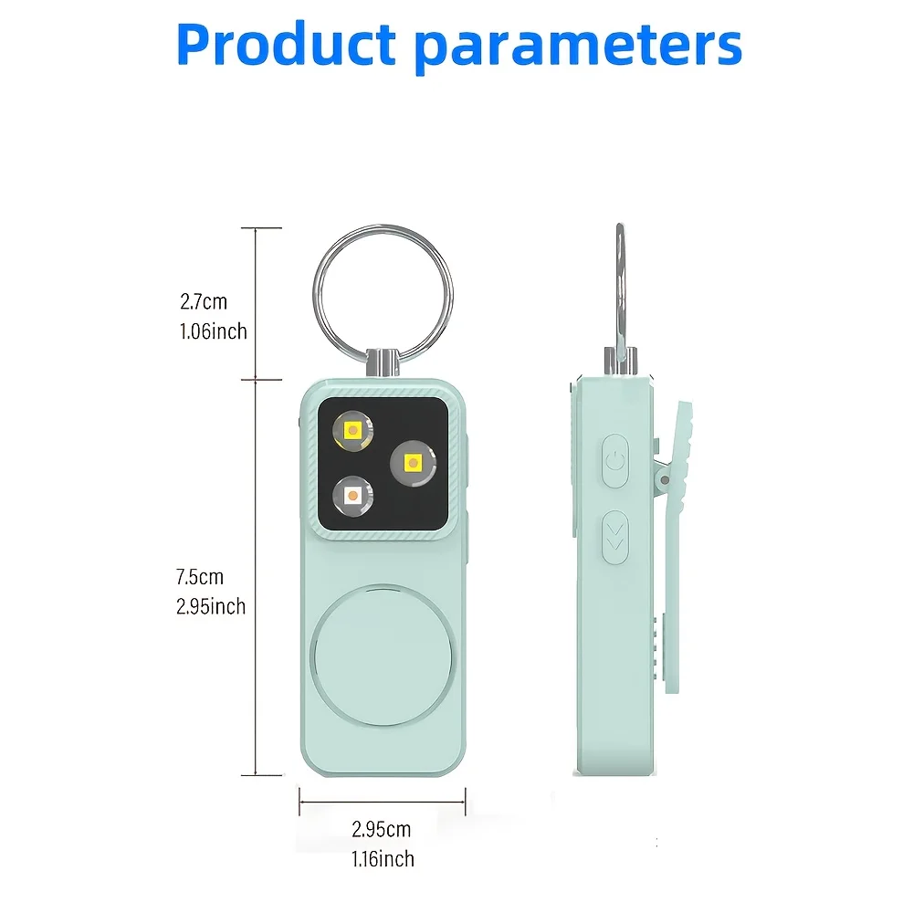 E2 Safety Alarm Keychain Light with Strobe LED Flashlight Four Modes Emergency Lamp Safety Alert Light for Seniors and Children