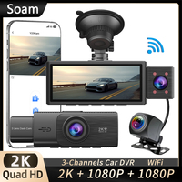 3 Camera WiFi Dash Cam Ultra HD 2K+1080P Video Recorder Three Lens Car Camera with Rear View DVR 24H Parking Monitor Black Box