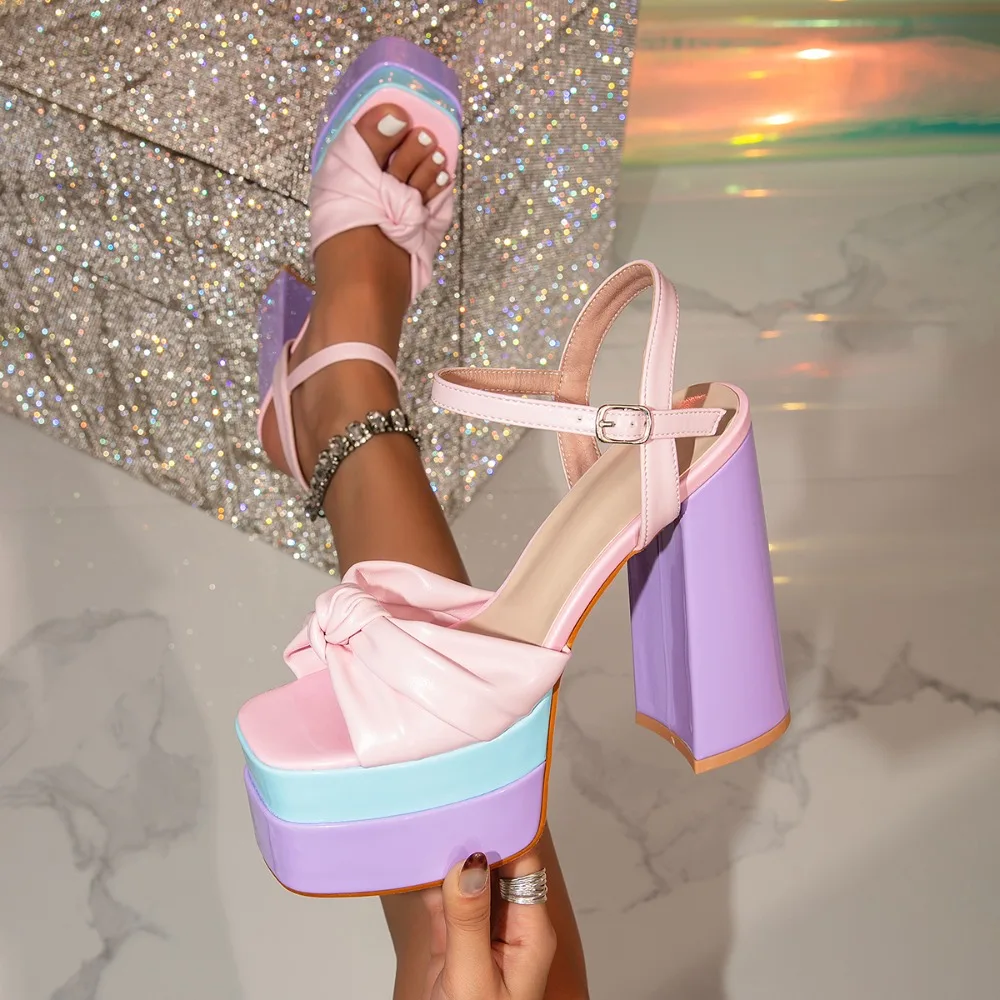 

New Color Double-layer Waterproof Platform Large-size Super-high Heel Sexy Fashionable Women's Sandals Open Toe Woman Sandals