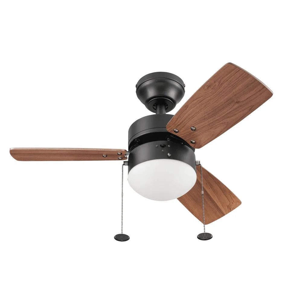 Ventilatore da soffitto per interni, ventilatore da soffitto in bronzo lucidato a olio da 30 "con luce, 3 pale, catene a strappo e flusso d'aria inverso