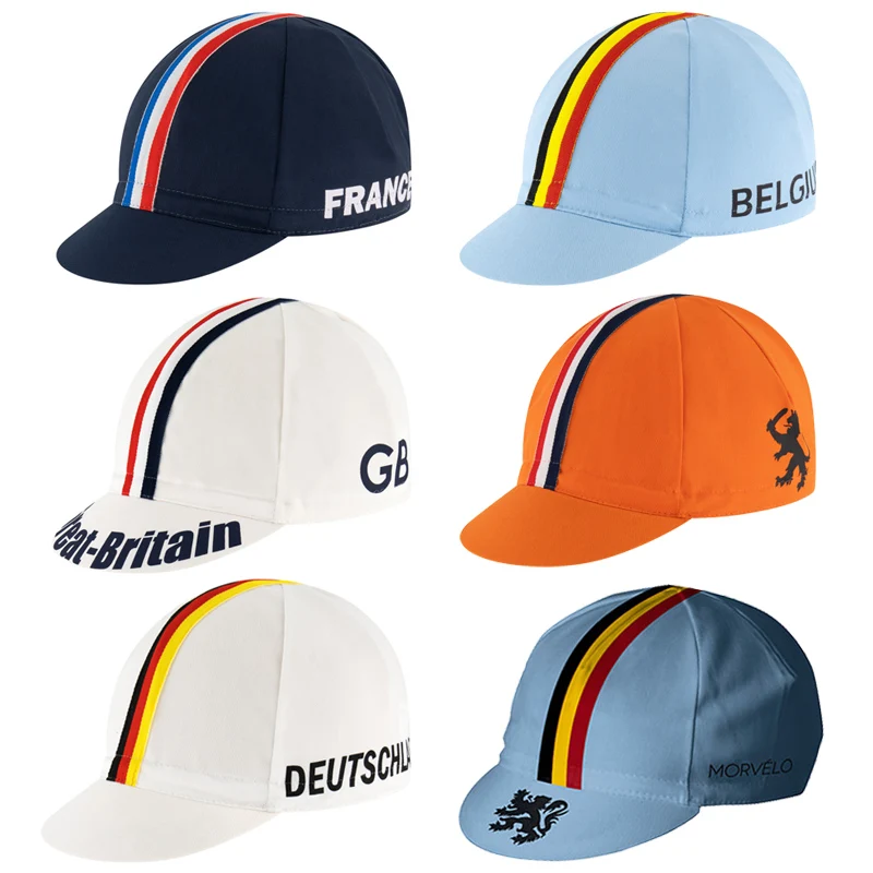 BELGIE/GERMANY/FRANCE/NETHERLANDS/UK Cycling Cap /Orange /White/Dark Blue Sport Bike Hat One Size Fits Most Can Be Customized