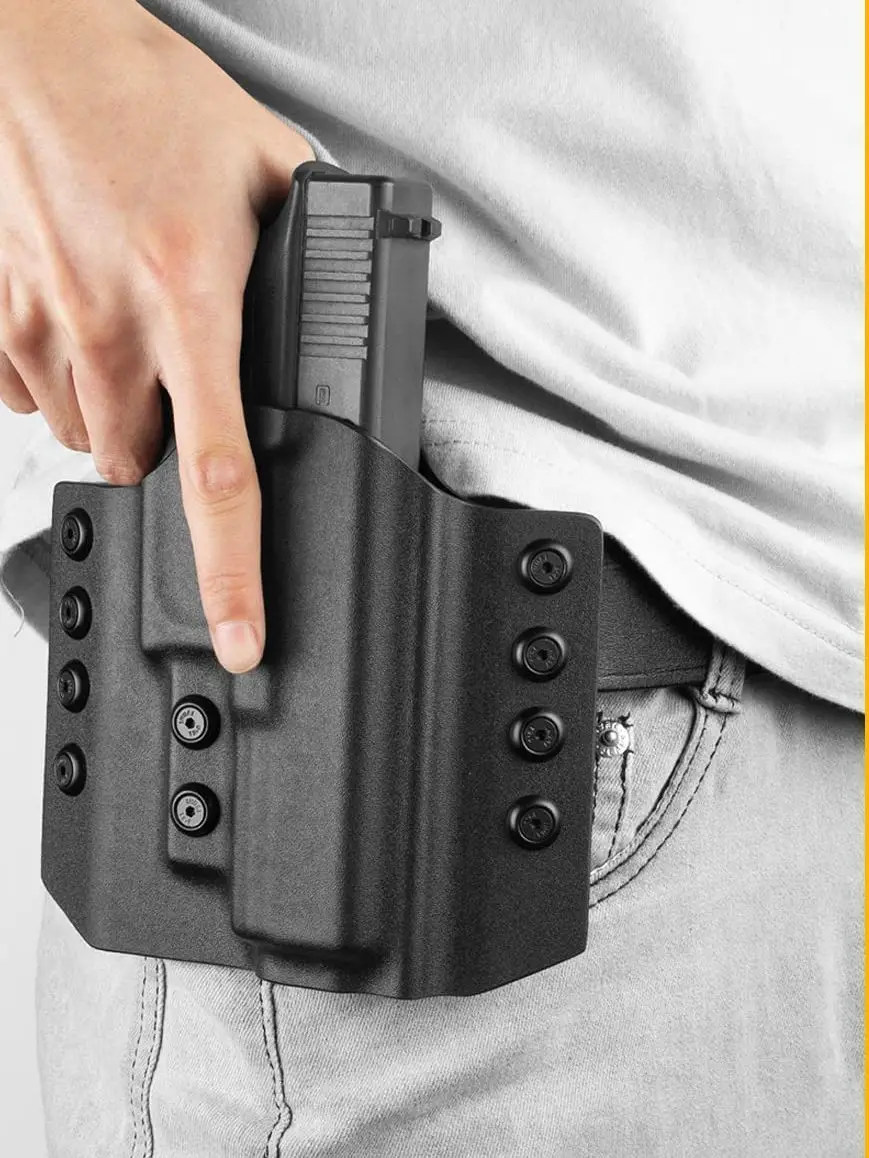 Only For Glock G19/23/25/32,G17,Sig P320/MP9/CZ P07/CZ P09/CZP10C,Gunflower OWB Kydex Holster,Right Hand,Compcat Pouch Gun Case