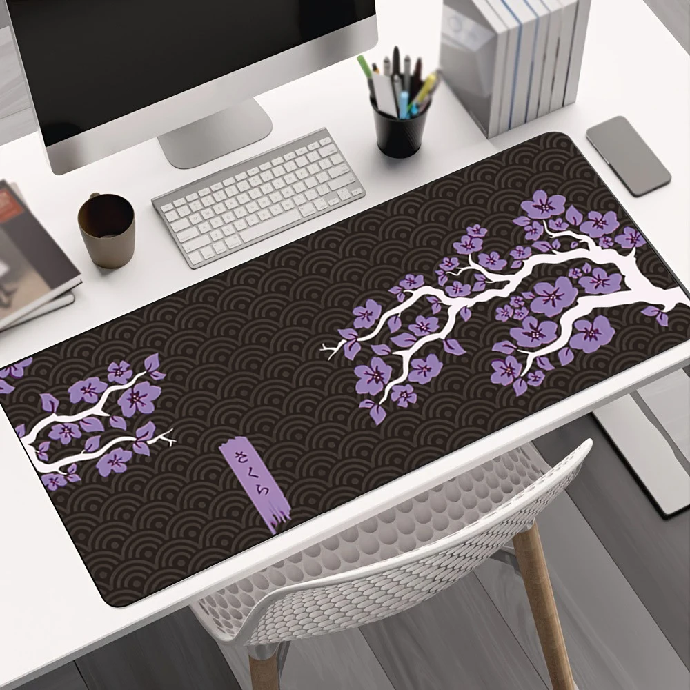 

Sakura Mouse Pad Large Gamer Mousepad Purple Cherry Blossom Keyboard Mat XXL 900x400mm Mouse Mat Pc Accessories Rubber Desk Mat