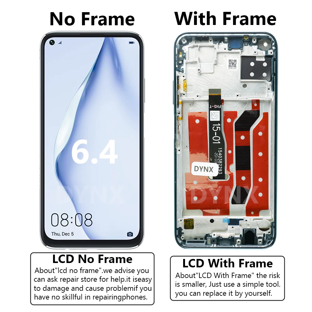 NWE Super AMOLED Display For Huawei P40 Lite LCD Touch Screen Digitizer Assembly With Frame Display Replacement For P40 Lite LCD