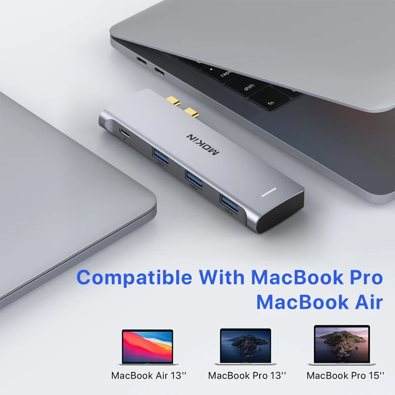 موكين USB Hub لماك بوك برو اير USB نوع C محول محطة الإرساء المزدوج USB C إلى Thunderbolt 3 HDMI USB3.0 ماك دونغل أجهزة الكمبيوتر المحمولة