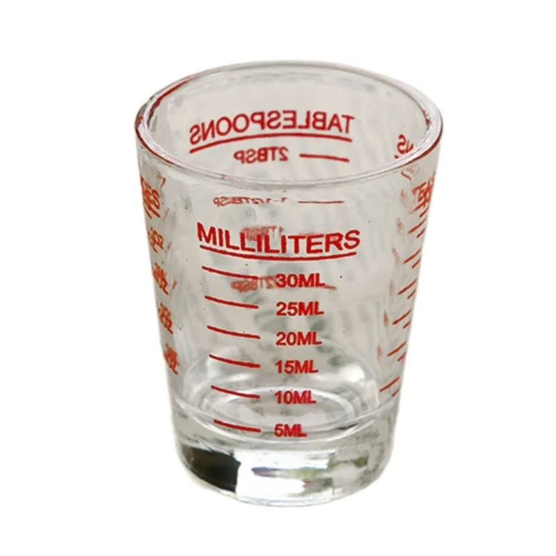 Shot Glass Measuring Cup with Ounces, Milliliters, Tablespoons and Teaspoon Guides for Viewing, Portioning, and JOMD