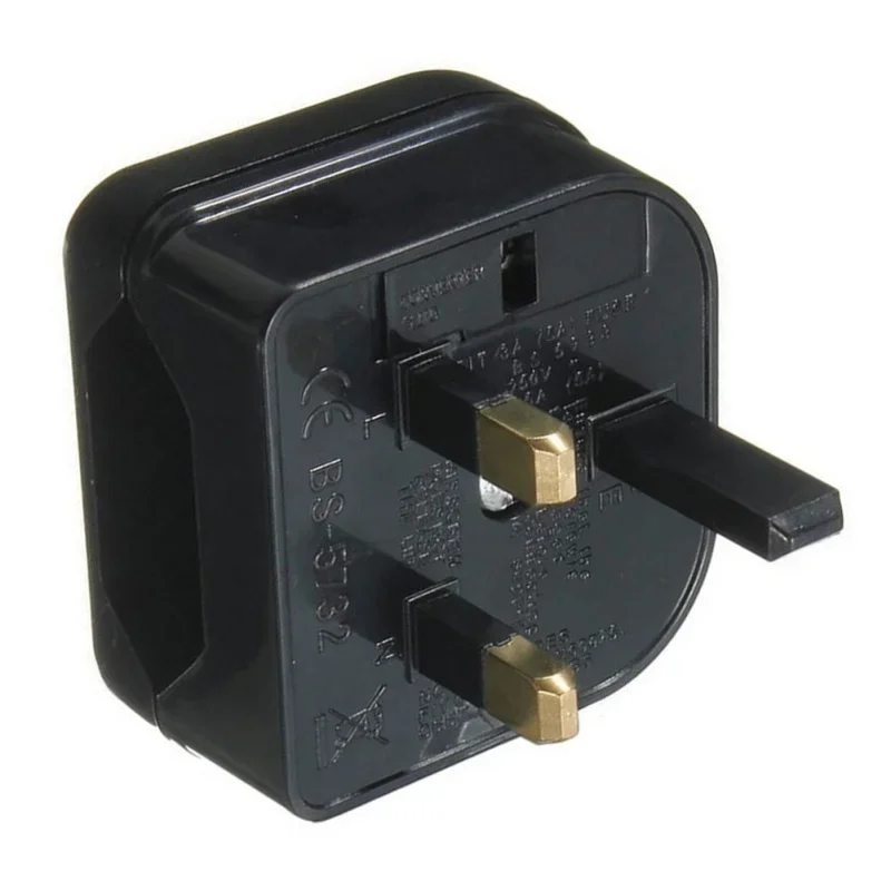 Nuevo Convertidor adaptador de enchufe de viaje, toma de corriente UE de 2 pines a Reino Unido, 3 pines