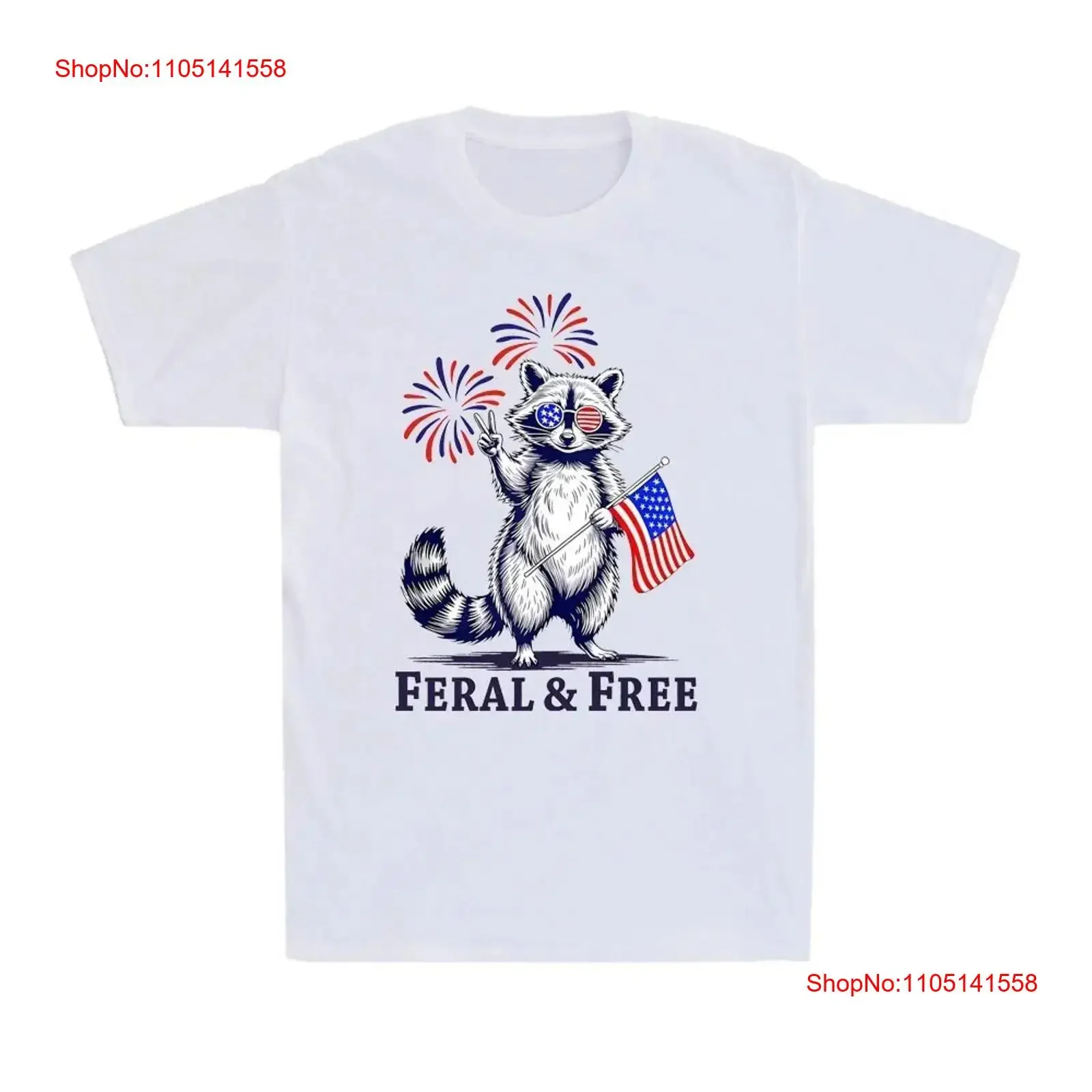 

Feral Free Funny Patriotic Racoon And 4th of July Men's T Shirt vintage Washed Stylish Unisex Stretched Comfortable