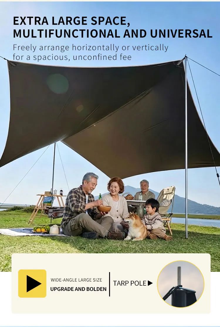 

UPF50+ Blackout Camping Tarp Waterproof UV Protection Portable Sun Canopy with Carry Bag for Beach Camping Picnic