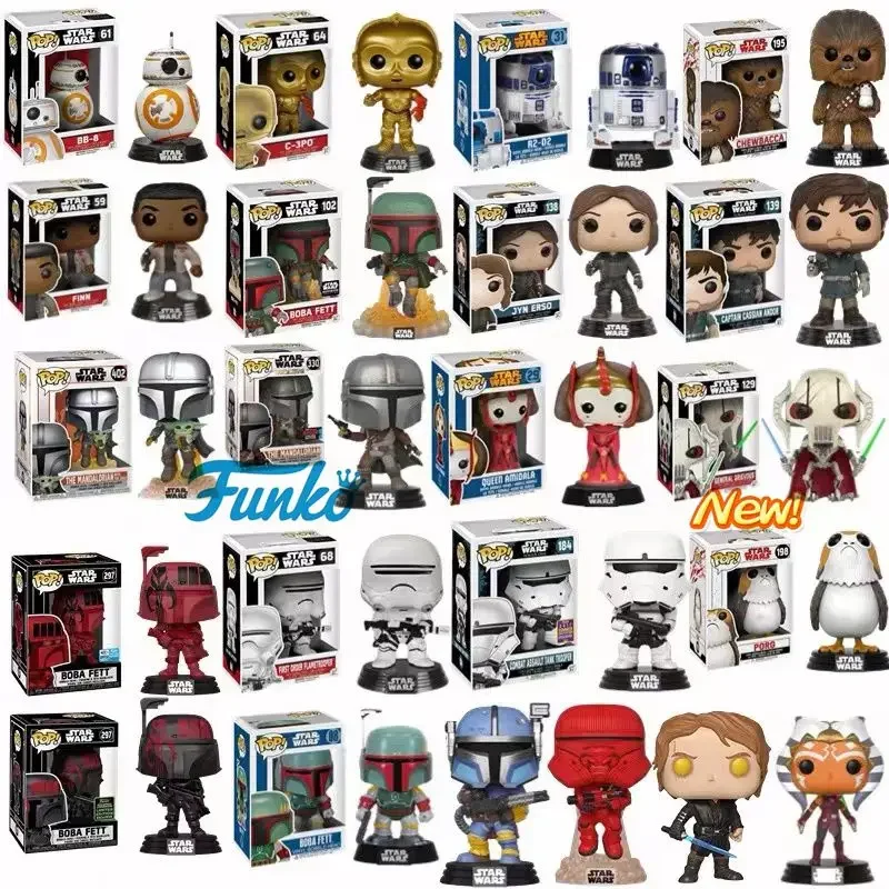 FUNKO Pop New 36 Styles Star Wars Son Yoda 368 # Mandalorian Boba Fett 102 # Asoka 268 # 29 # Queen Amidala 29 # Doll Model Toy