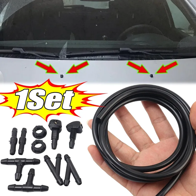 1 Set Auto-Scheibenwaschschlauch Wischerblatt-Rohr Sprühdüse Wasserflüssigkeitsrohr-Verbinder Universelles Ersatzteil-Kit