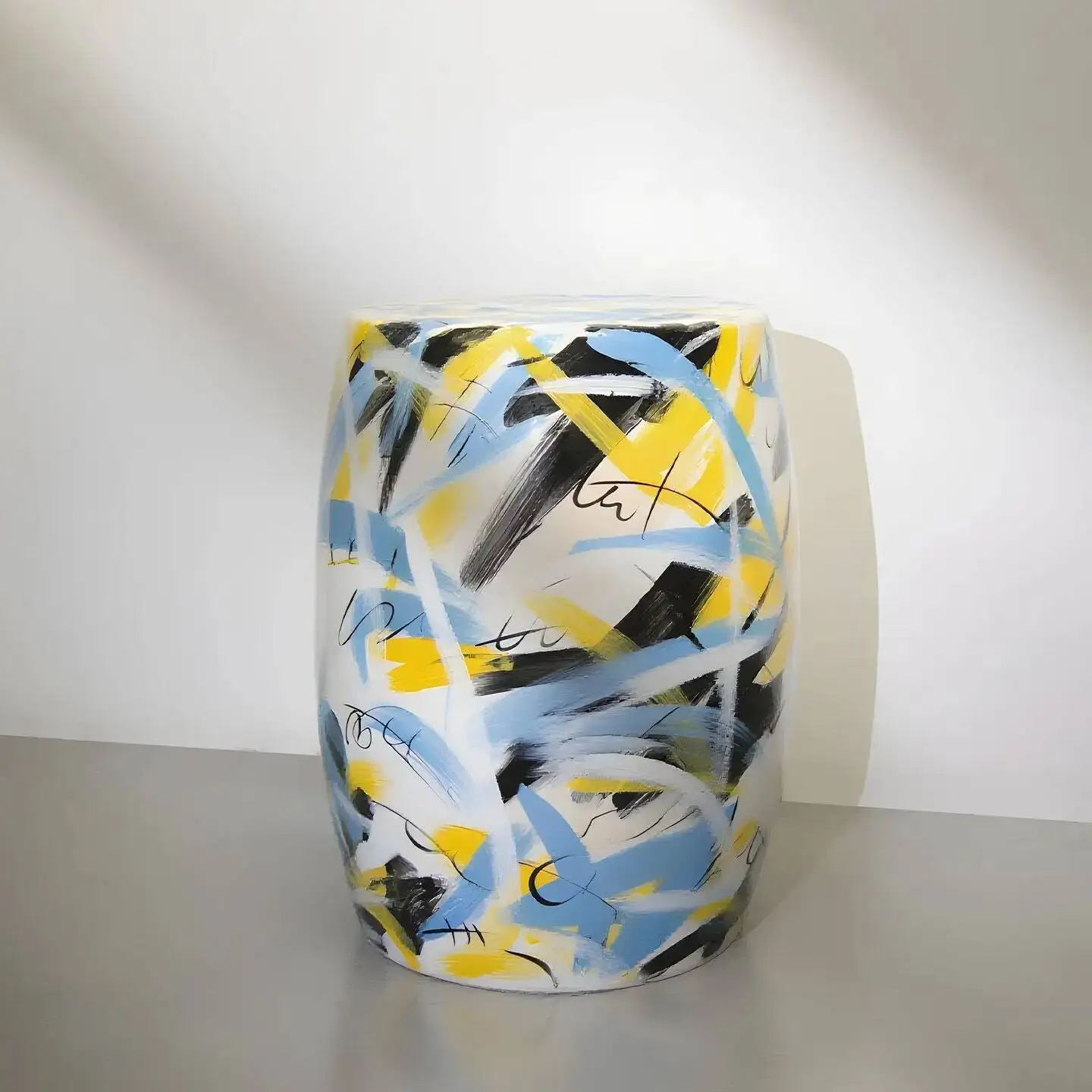 Room Living Retro Stool Creative Painted Ceramic Drum Stools Home Porch Shoe Bench Leisure Round Stool Sofa Side Table Ornaments