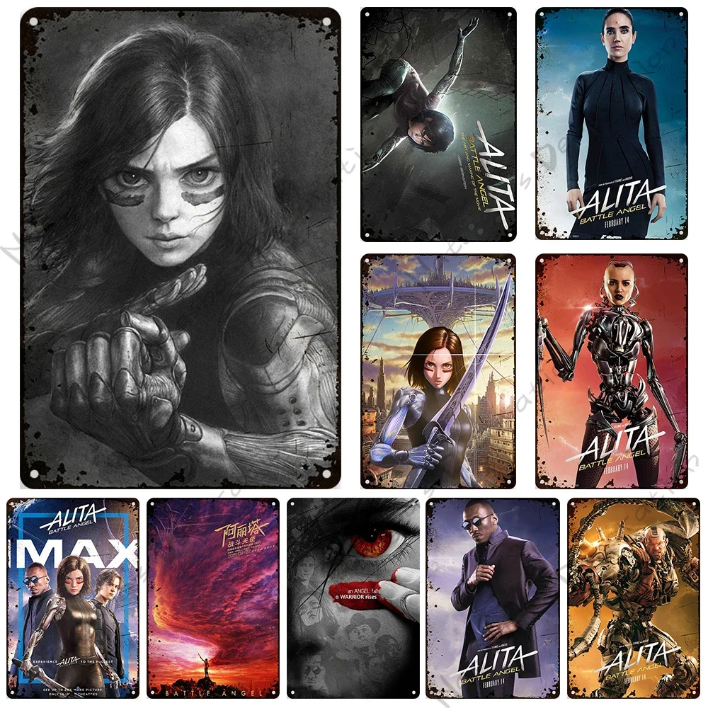 2019 Alita Battle Angel Movie Metal Tin Sign Vintage Poster Decorative Plate Bar Club Metal Signs Poster Retro Metal Plaque