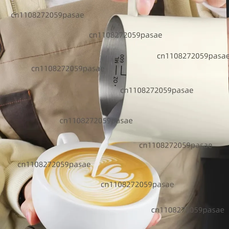 Portable Professional Coffee Latte Art Pot Metal 700ml Milk Foam Cup with Scaled Handle Coffee Milk Pot