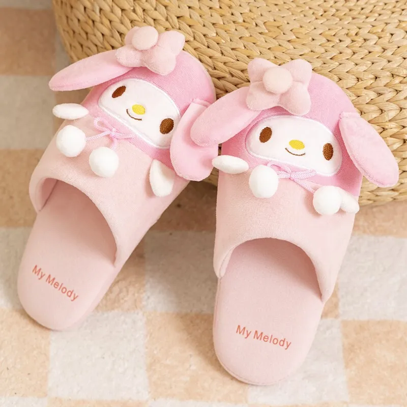 Anime dessin animé Sanrio Hello Kitty ma mélodie Pom Pom Purin pantoufles chaudes Y2K printemps automne nouvelles chaussures antidérapantes d'intérieur cadeaux pour filles