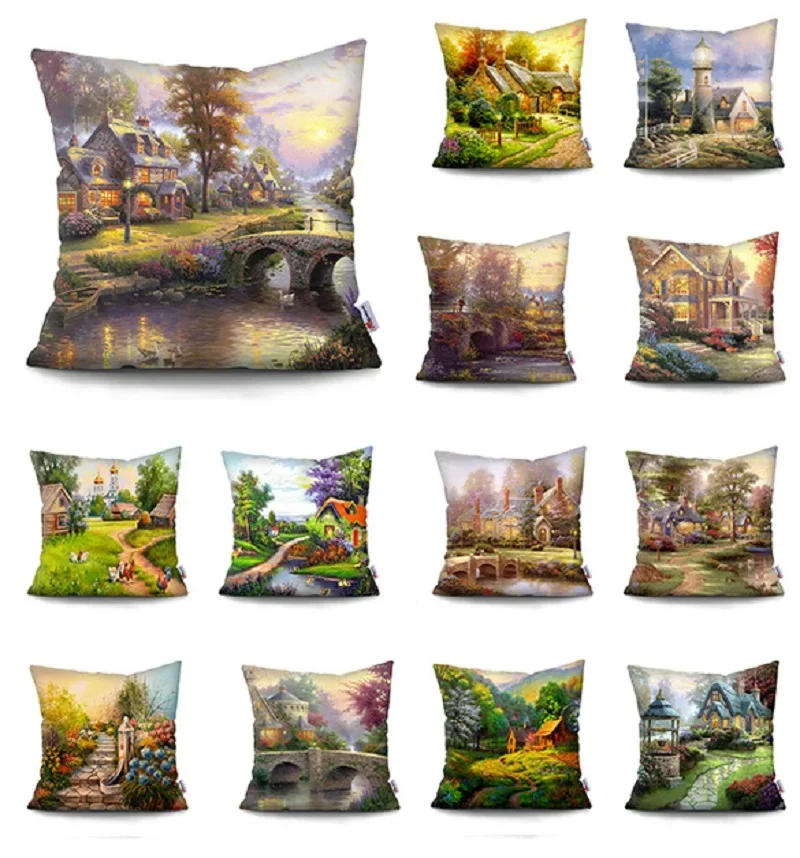 

45X45CM American Country Vintage Cushion Cover Printed Polyester Pillowcase Home Decor Pillowcase