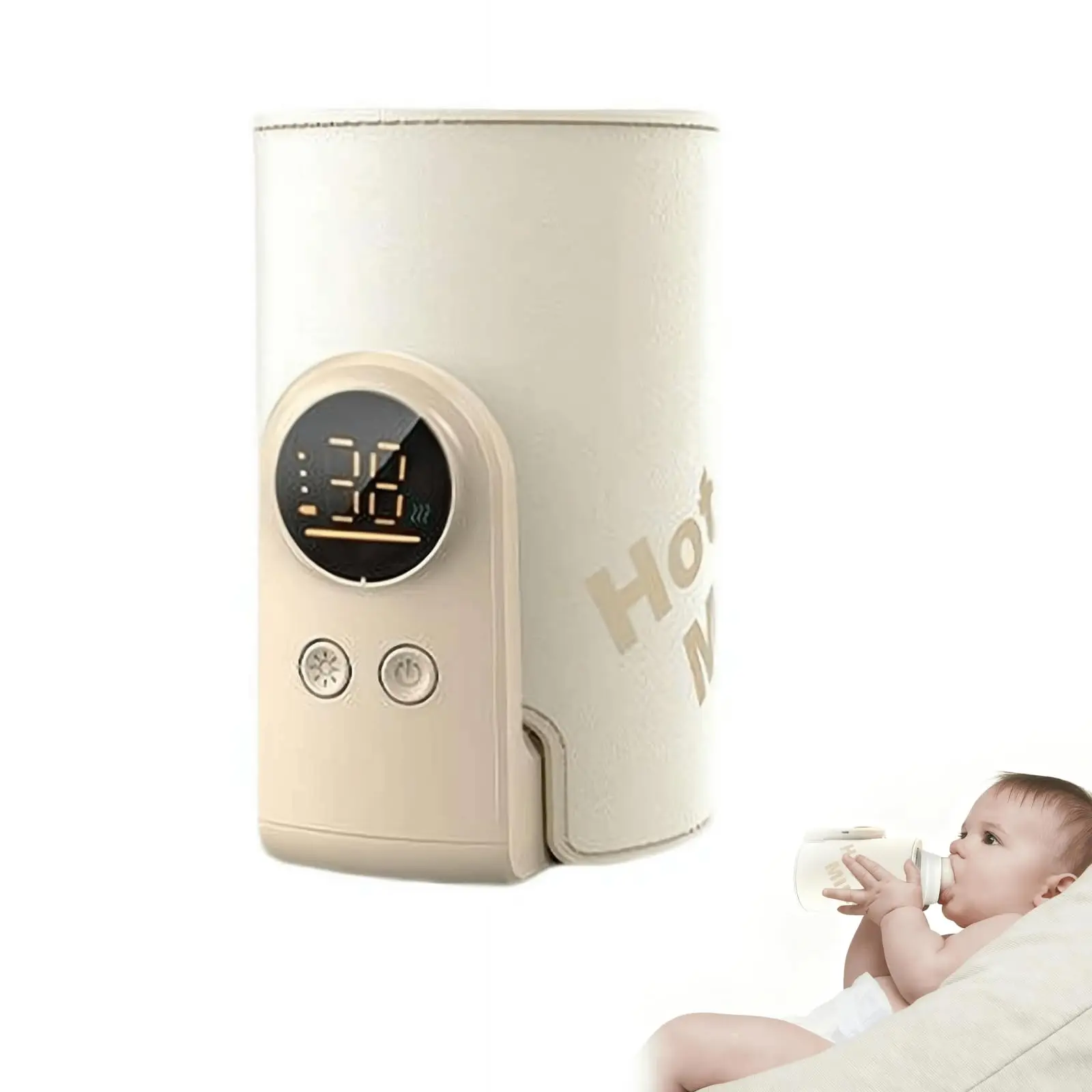 

Compact Rechargeable Baby Bottle Warmer, Portable Water-Free Milk Heater with Night Light for Travel, Car & Home Use