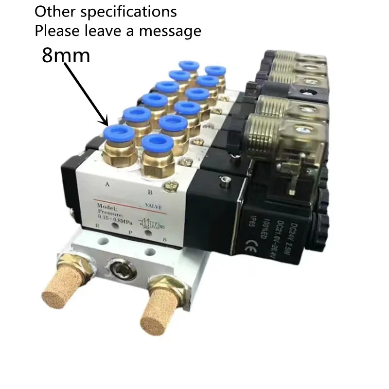 

DC 24V 5/32" Quick Fitting 2 Position 5 Way 5 Solenoid Valve w Base Muffler