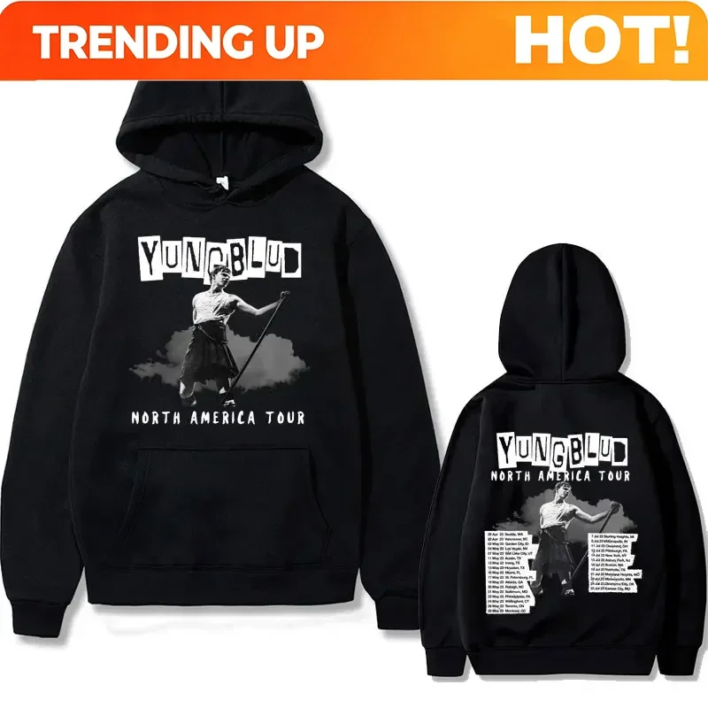 Customization Rock Singer Yungblud 2023 World Tour Graphic Hoodie Unisex Oversized Sweatshirt Male Vintage Clothing Men Fleece C