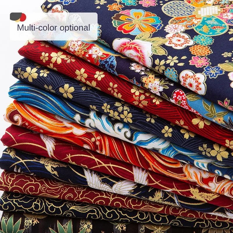 High Quality Printed Bronzing Fabric Japanese By Meters for Hanfu Clothing Sewing Thin Koi Pattern 100% Cotton Cloth Comfortable