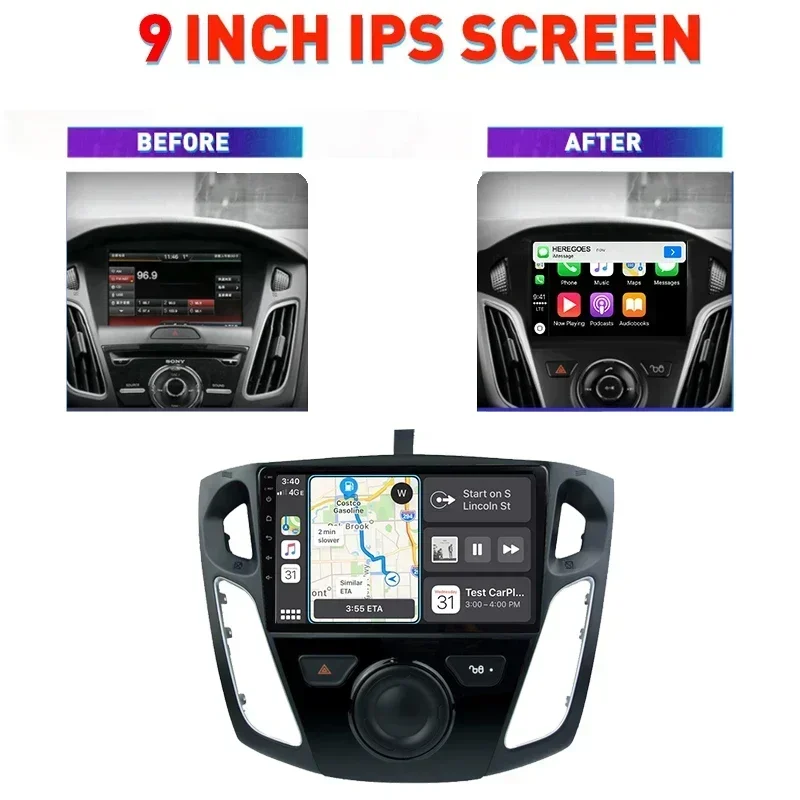 Carplay 8G+256Gb Android 13.0 Car DVD player Radio Navigation GPS For Focus 3 MK3 2012 - 2016 2017 2018 2019 Stereo Radio 2Din