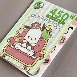 450pcs/book Sanrio Stickers Hello Kitty Cinnamoroll Kuromi Sticker DIY Hand Account Laptop Stationery Decals Kids Toys