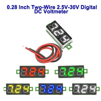 Mini Digital DC Voltmeter 0.28 Inch Two-Wire 2.5V-30V Digital DC Voltmeter Voltage Tester Meter Indicator Yellow/Red/Green/White